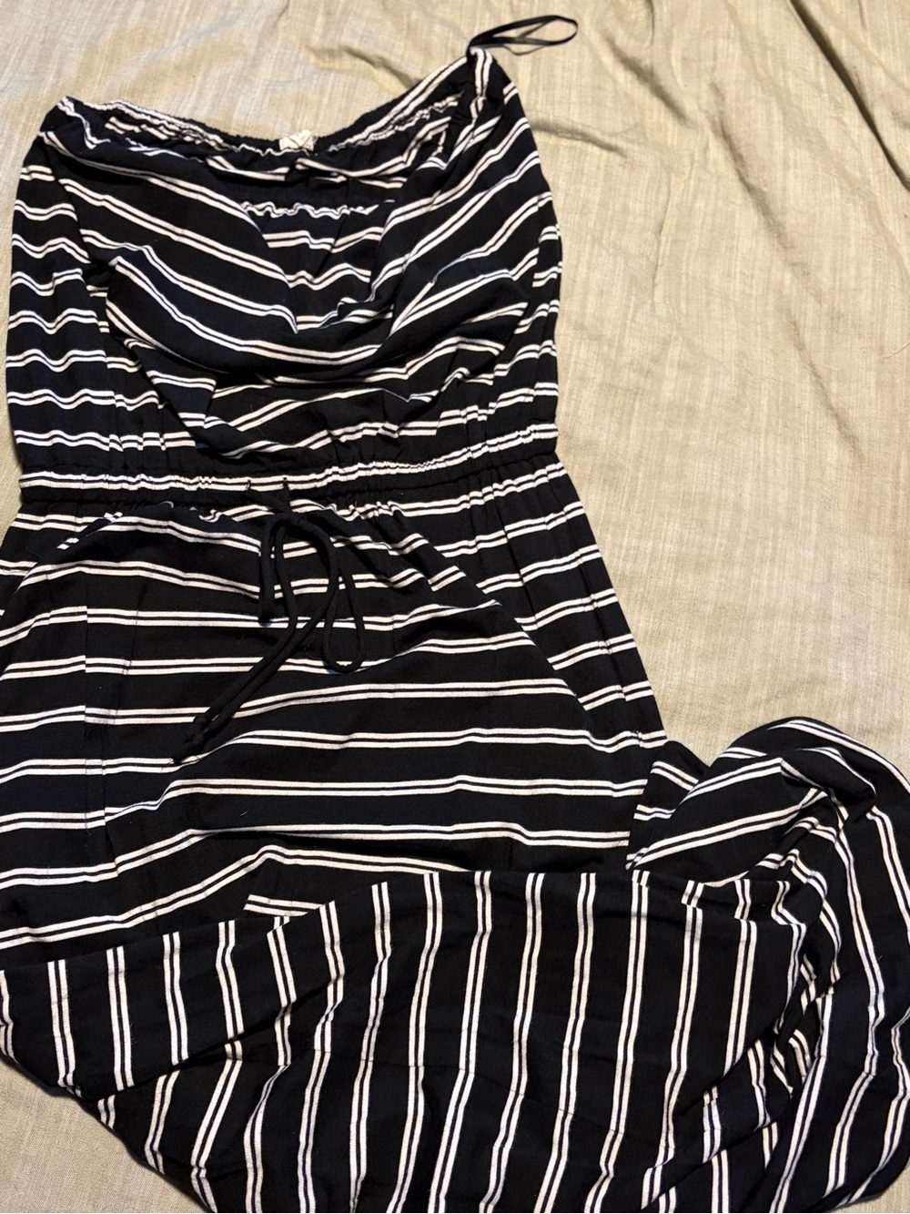 J. Crew Black and White Striped Maxi Dress